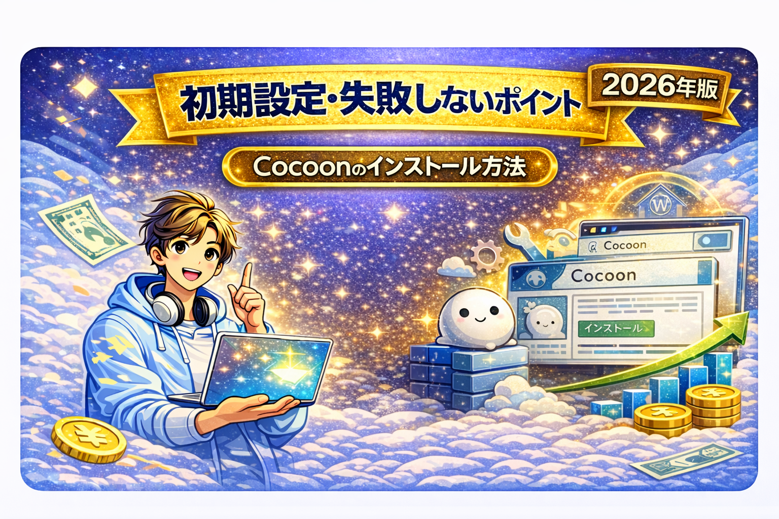 Cocoonのインストール方法｜初心者向けにWordPress初期設定と失敗しないポイントを解説した画像